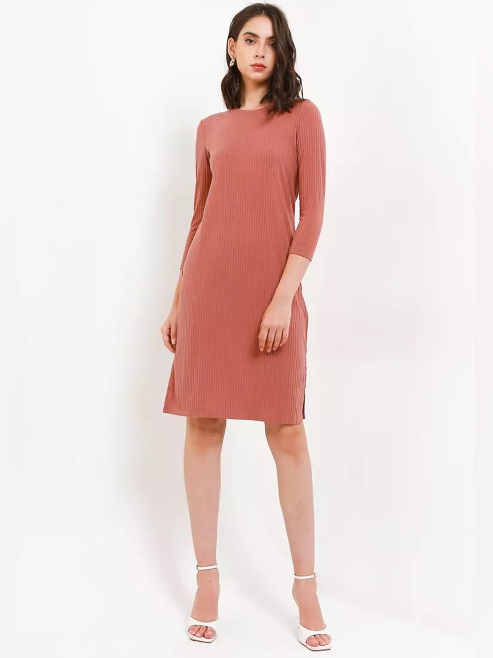 A new day Women's Ribbed Shift Dress in Dusty Rose
